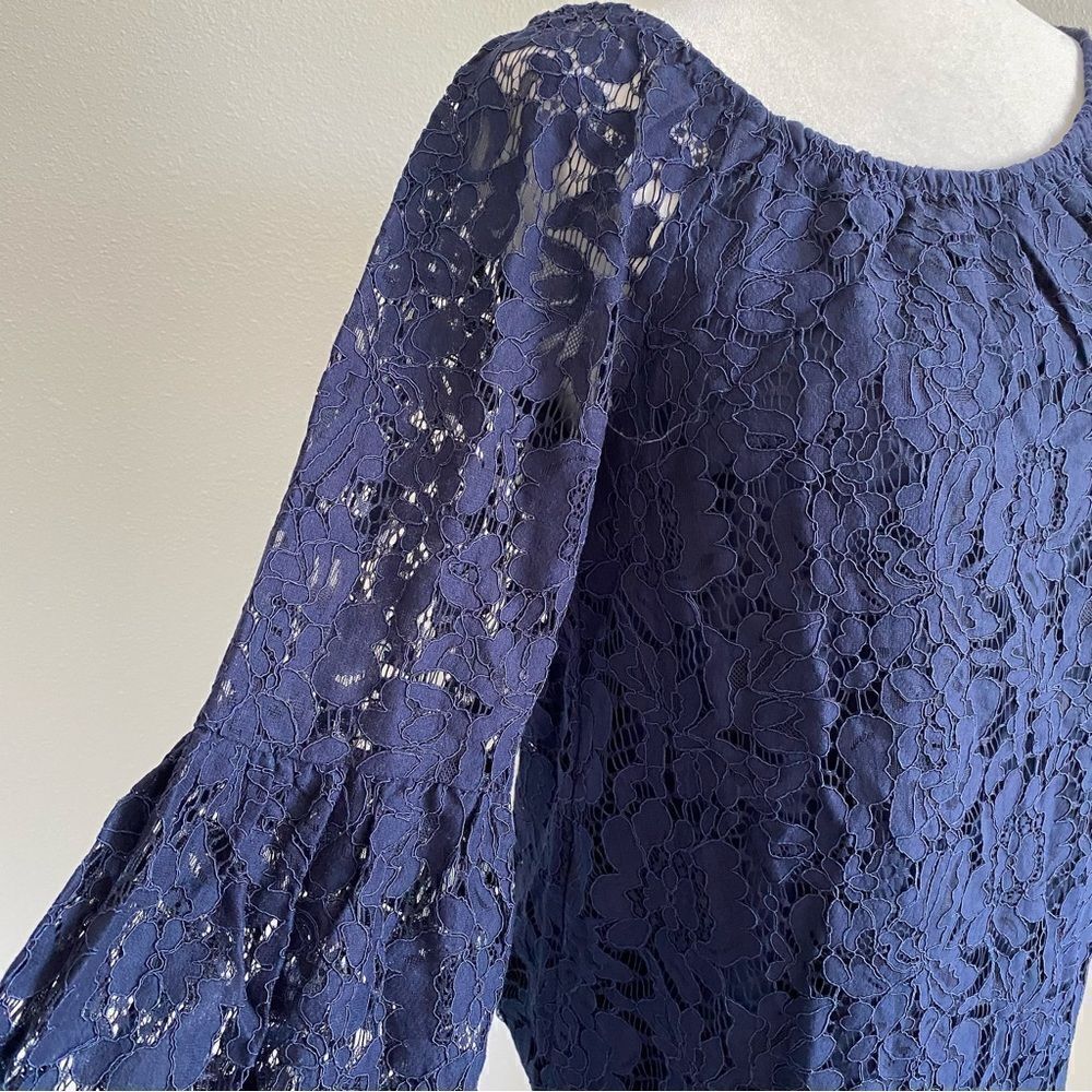 Chaser Woman’s Boho Lace Blouse Peasant Dark Blue Top M NEW - Picture 10 of 14